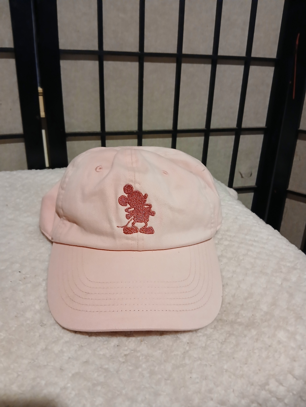 Disney Pink Kids Baseball Cap with Red Mickey Embroidery